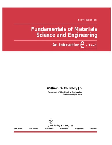 Fundamentals of Materials Science and Engineering